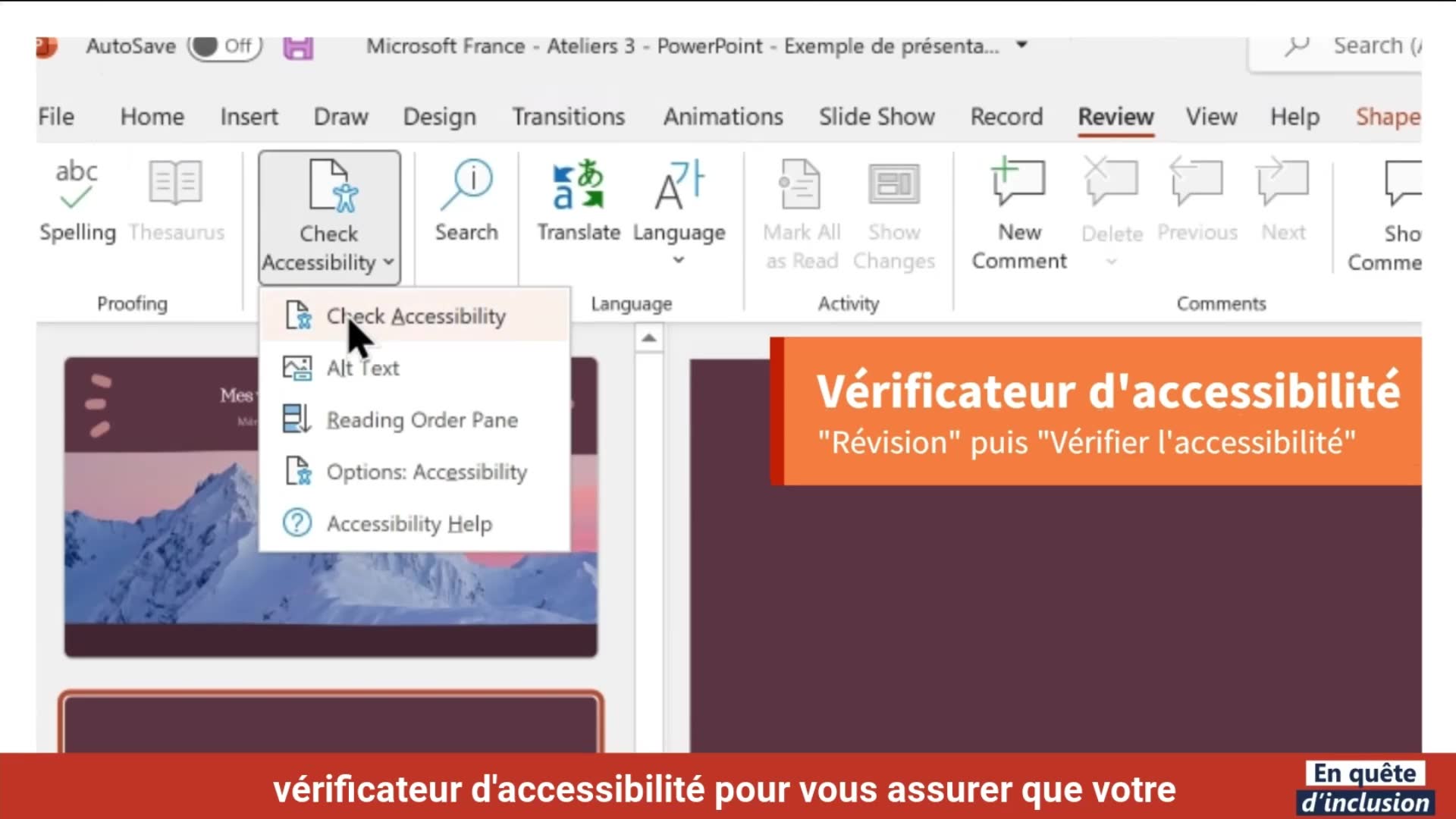 Microsoft powerpoint Le vérificateur d'accessibilité